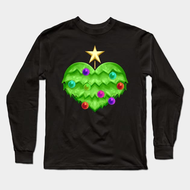 Heart Shaped Christmas Tree With Decoration For Christmas Long Sleeve T-Shirt by SinBle